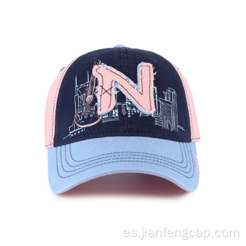 Gorra de béisbol lavada para mujer con parche de doble capa